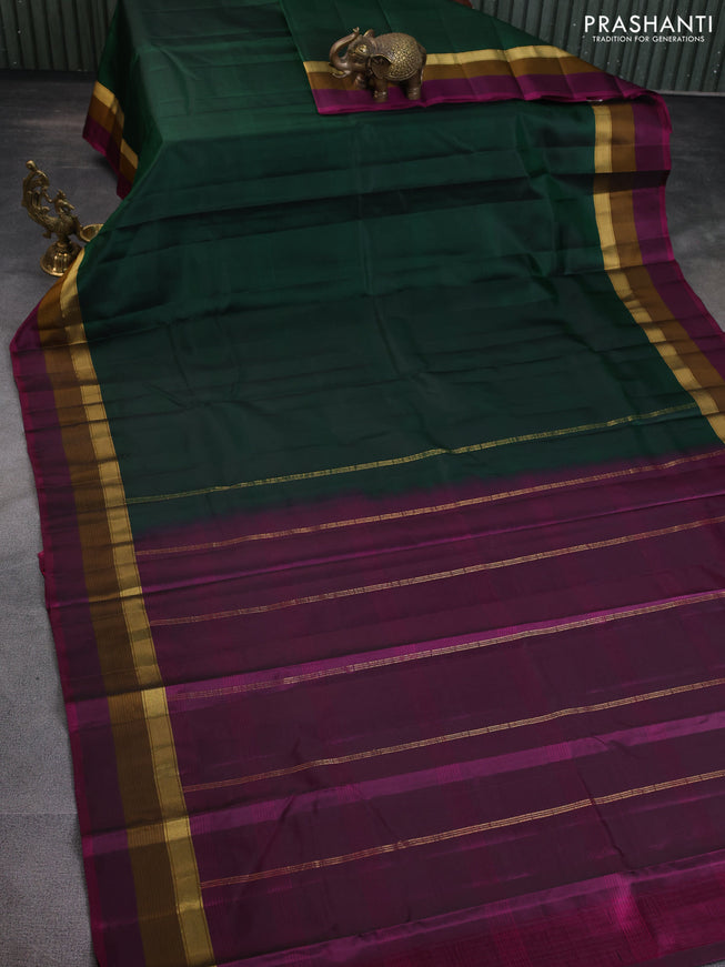 Chiniya silk saree blue and maroon with thread & zari woven buttas and woven border