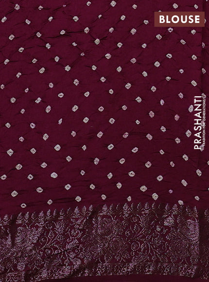 Chiniya silk saree wine shade with plain body and woven border