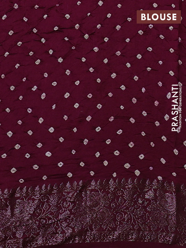 Chiniya silk saree wine shade with plain body and woven border