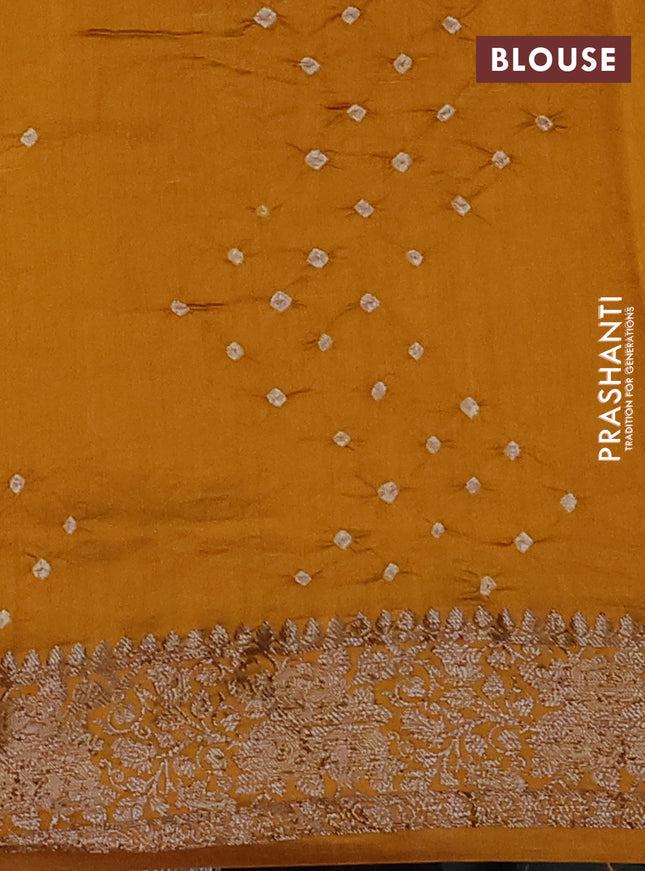 Chiniya silk saree dark mustard with plain body and woven border