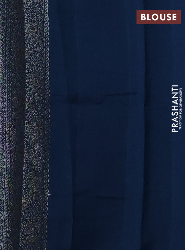 Chiniya silk saree teal shade and peacock blue with thread & zari woven buttas and woven border