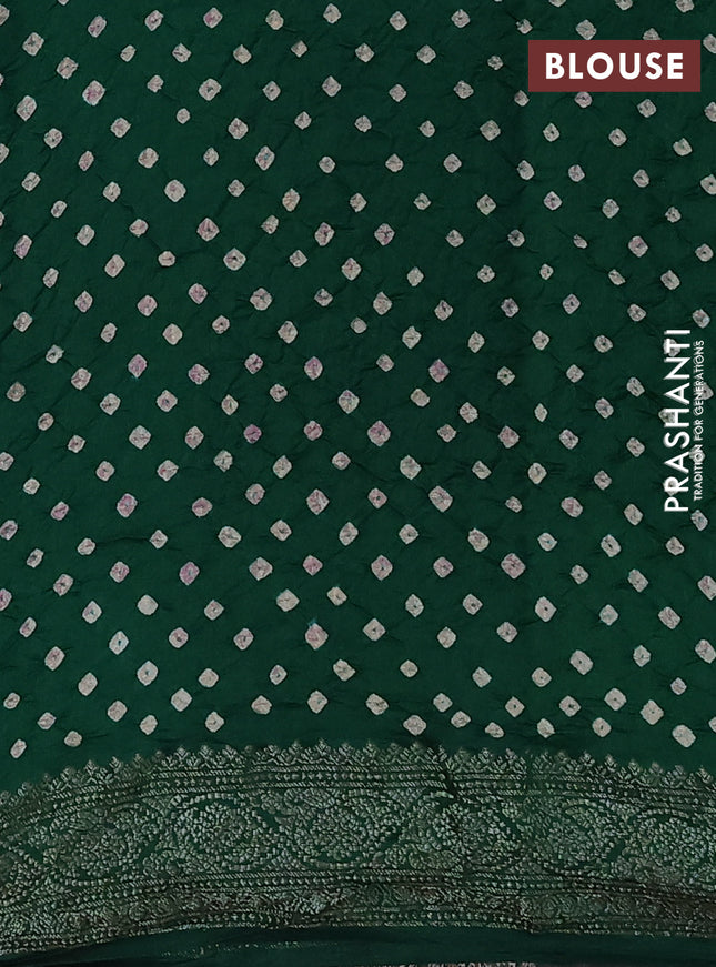 Chiniya silk saree green with plain body and woven border