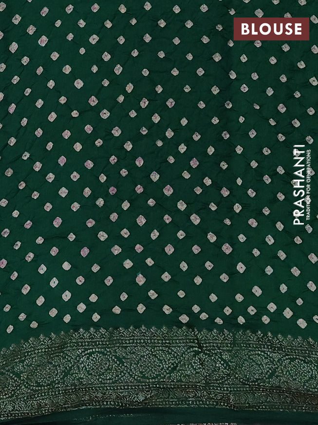 Chiniya silk saree green with plain body and woven border