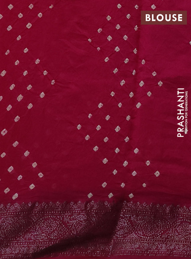 Chiniya silk saree magenta pink with plain body and woven border