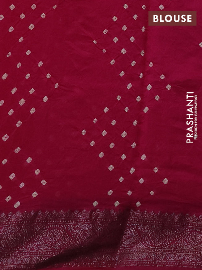 Chiniya silk saree magenta pink with plain body and woven border