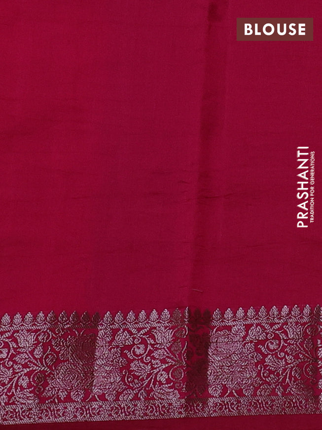 Chiniya silk saree yellow and dark magenta pink with thread & zari woven floral buttas and woven border