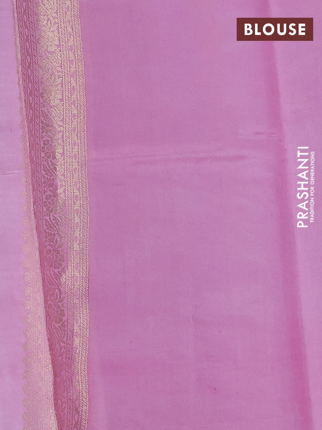 Chiniya silk saree mild lavender and lotus pink with allover zari weaves and small zari woven border