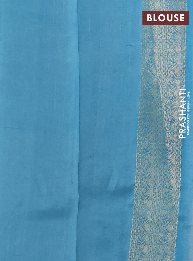 Chiniya silk saree pastel blue with allover zari woven buttas and zari woven border