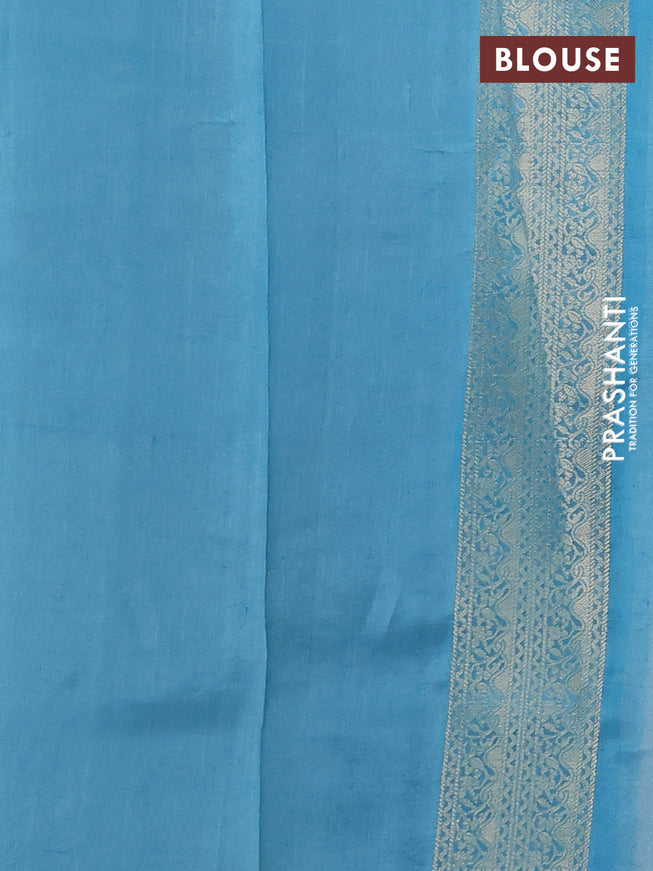 Chiniya silk saree pastel blue with allover zari woven buttas and zari woven border