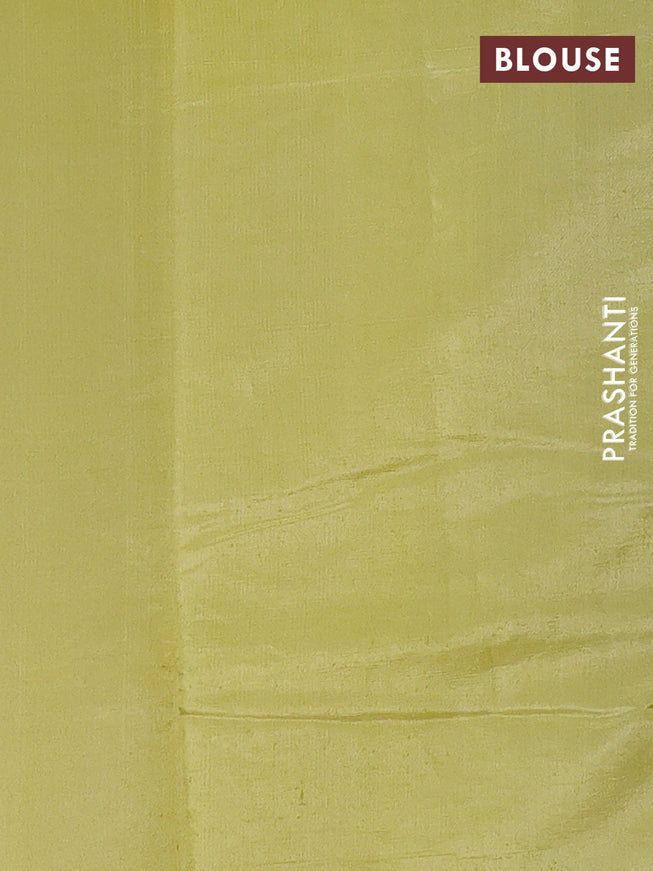 Chiniya silk saree cream and lime green with allover zari woven buttas and zari woven border