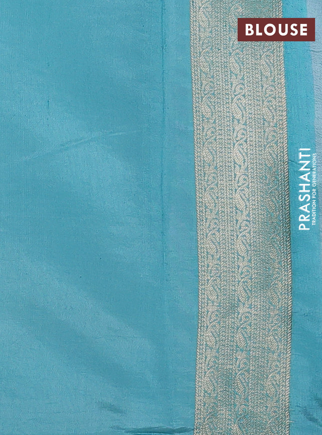 Chiniya silk saree pastel blue with allover zari woven buttas and zari woven border