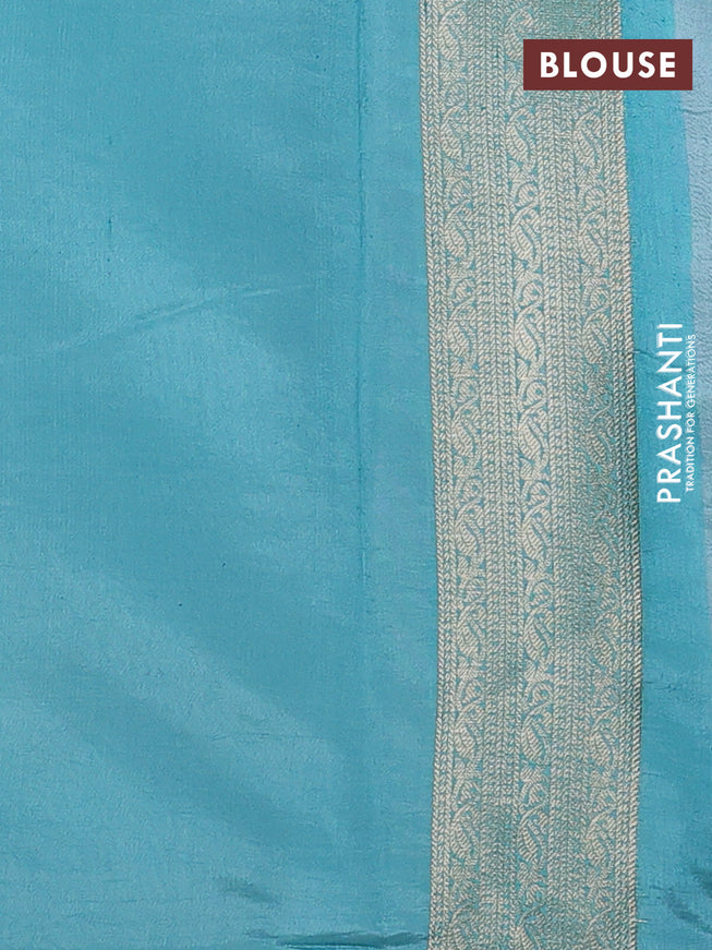 Chiniya silk saree pastel blue with allover zari woven buttas and zari woven border