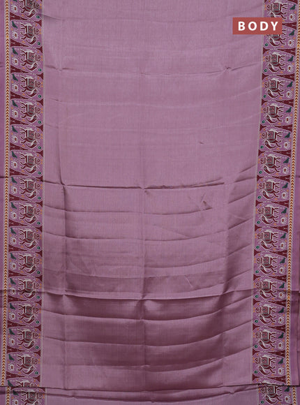 Semi tussar saree mild purple with plain body and patola printed border