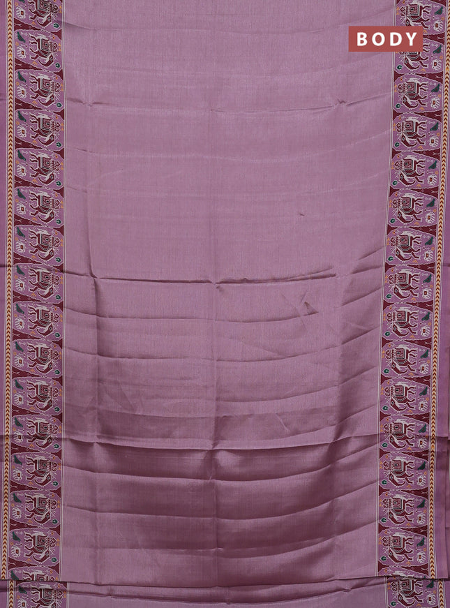 Semi tussar saree mild purple with plain body and patola printed border