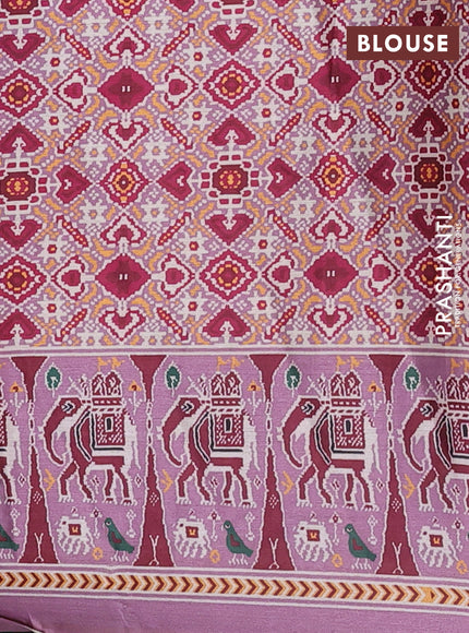 Semi tussar saree mild purple with plain body and patola printed border