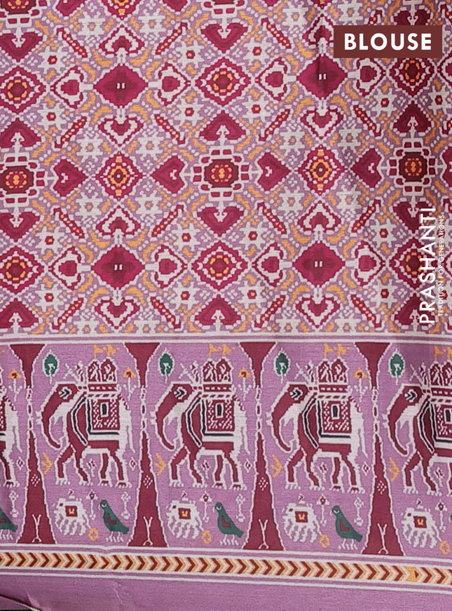 Semi tussar saree mild purple with plain body and patola printed border