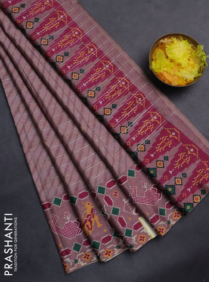 Semi tussar saree pastel pink with leheriya prints and patola printed border