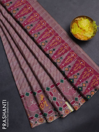 Semi tussar saree pastel pink with leheriya prints and patola printed border