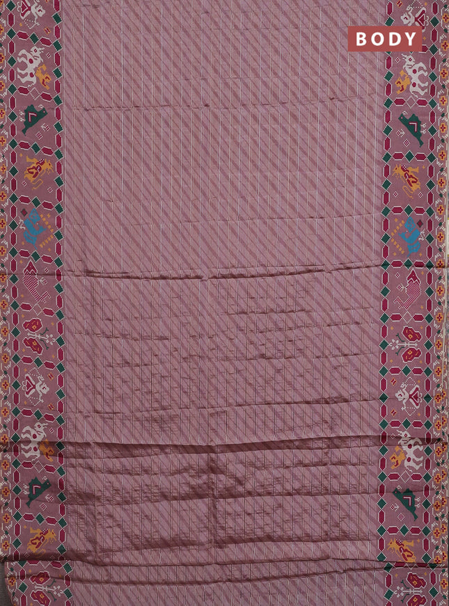 Semi tussar saree pastel pink with leheriya prints and patola printed border