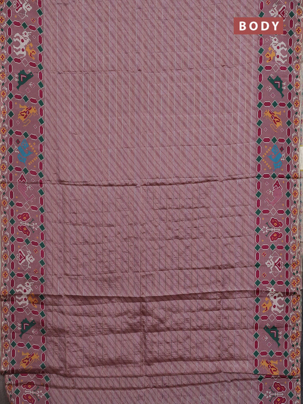 Semi tussar saree pastel pink with leheriya prints and patola printed border