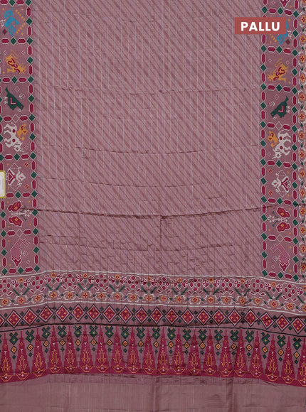 Semi tussar saree pastel pink with leheriya prints and patola printed border