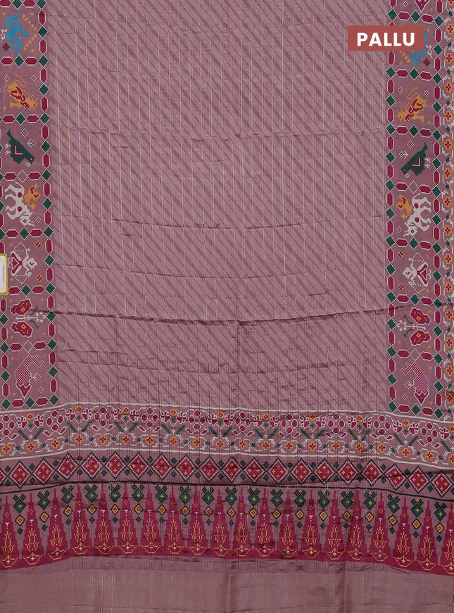 Semi tussar saree pastel pink with leheriya prints and patola printed border