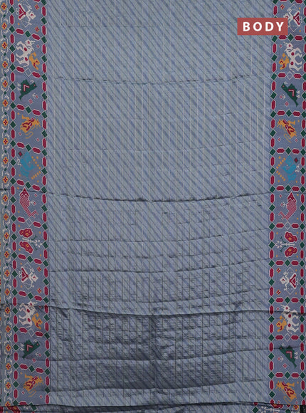 Semi tussar saree pastel grey with leheriya prints and patola printed border