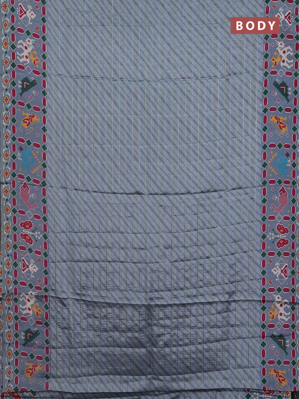 Semi tussar saree pastel grey with leheriya prints and patola printed border