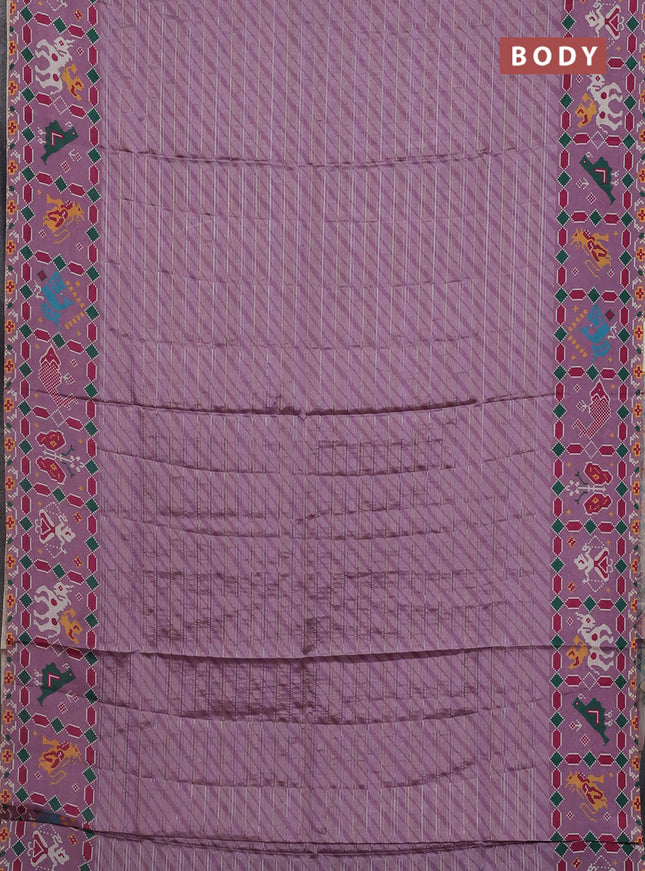 Semi tussar saree mild purple with leheriya prints and patola printed border