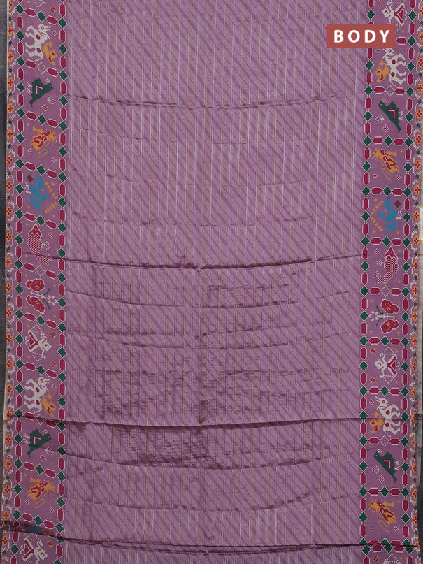 Semi tussar saree mild purple with leheriya prints and patola printed border