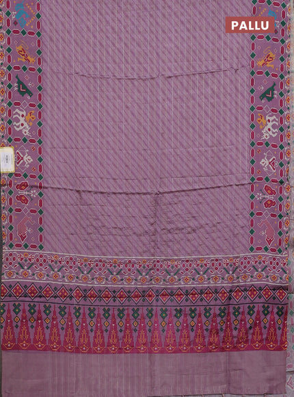 Semi tussar saree mild purple with leheriya prints and patola printed border