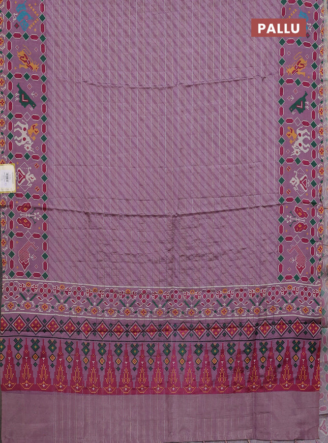 Semi tussar saree mild purple with leheriya prints and patola printed border