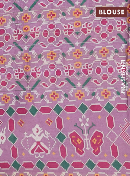 Semi tussar saree mild purple with leheriya prints and patola printed border