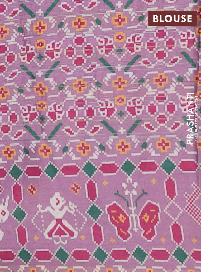 Semi tussar saree mild purple with leheriya prints and patola printed border