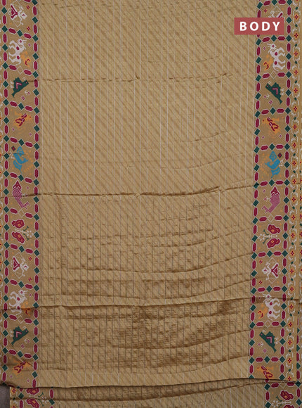 Semi tussar saree sandal with leheriya prints and patola printed border