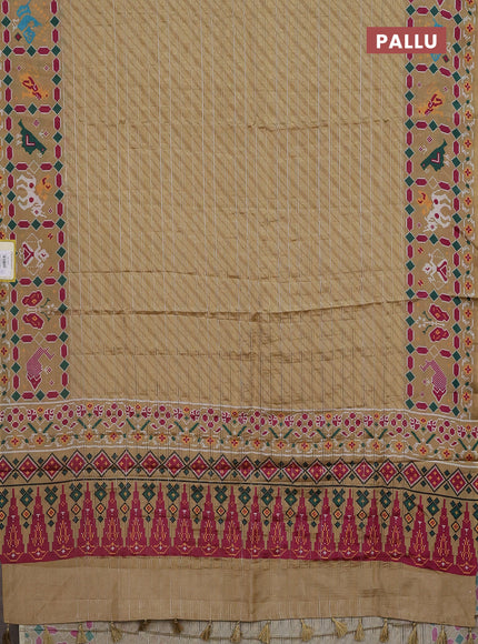 Semi tussar saree sandal with leheriya prints and patola printed border