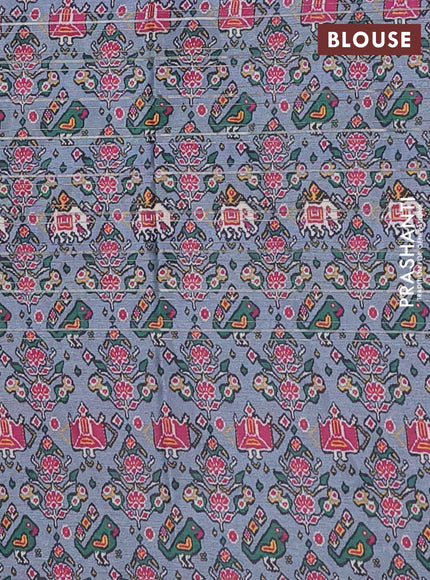 Semi tussar saree pastel grey with leheriya prints and patola printed border