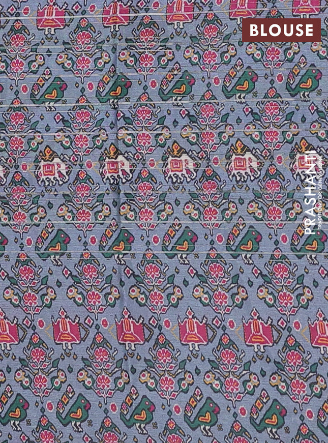 Semi tussar saree pastel grey with leheriya prints and patola printed border