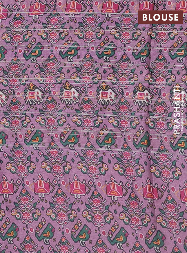 Semi tussar saree pastel pink with leheriya prints and patola printed border