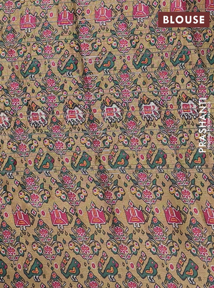 Semi tussar saree mustard shade with leheriya prints and patola printed border