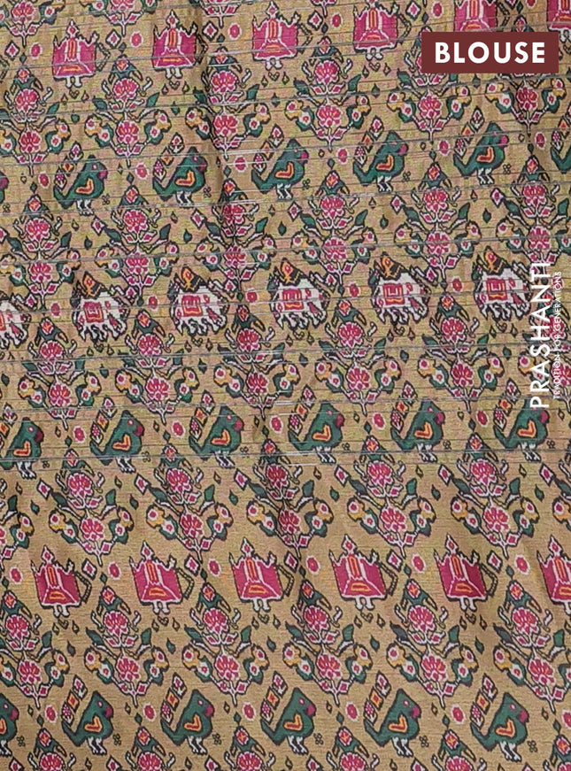 Semi tussar saree mustard shade with leheriya prints and patola printed border