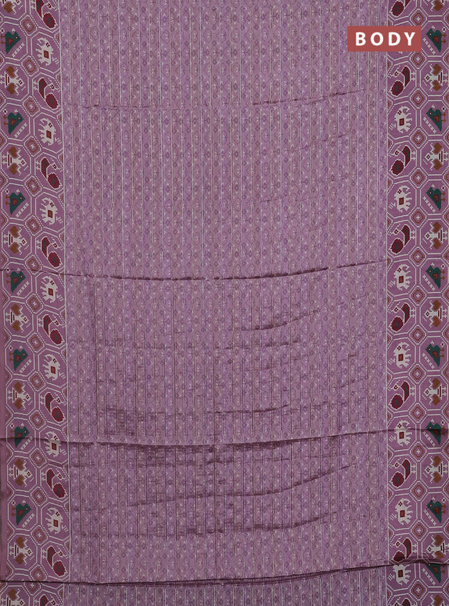 Semi tussar saree mild purple with zari stripes pattern and patola printed border