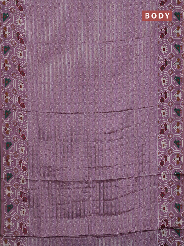 Semi tussar saree mild purple with zari stripes pattern and patola printed border