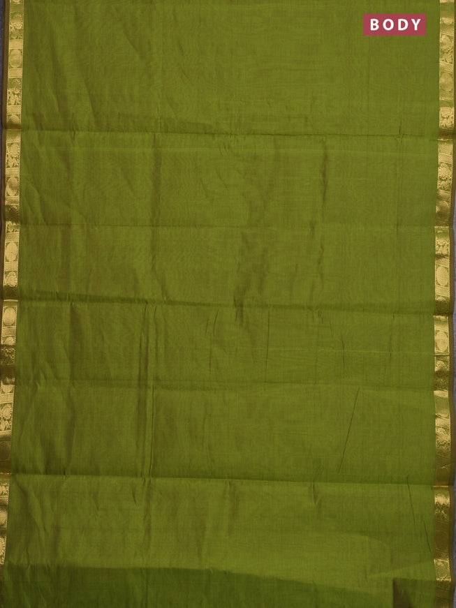 10 Yards poly cotton saree light green and maroon with plain body and zari woven border