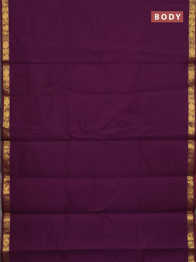 10 Yards poly cotton saree wine shade and red with plain body and zari woven border