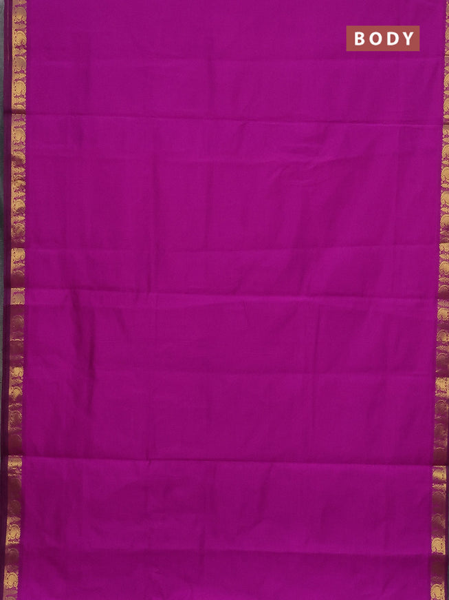 10 Yards poly cotton saree purple and blue with plain body and zari woven border