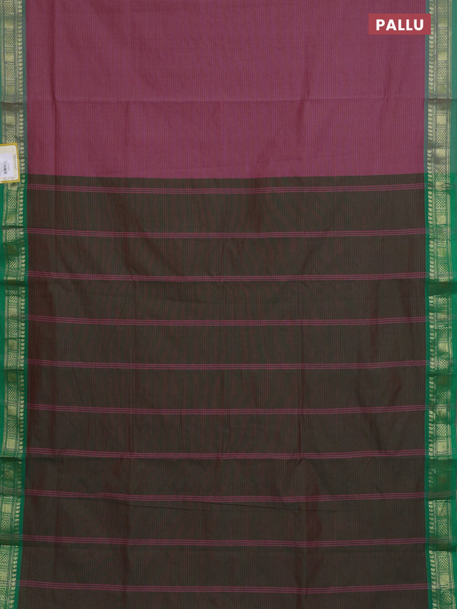 10 Yards poly cotton saree pastel pink and dual shade of green with allover stripe pattern and zari woven border