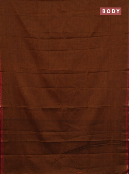 Narayanpet cotton saree dark mustard and maroon with plain body and simple border