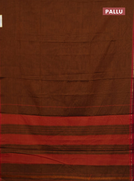 Narayanpet cotton saree dark mustard and maroon with plain body and simple border