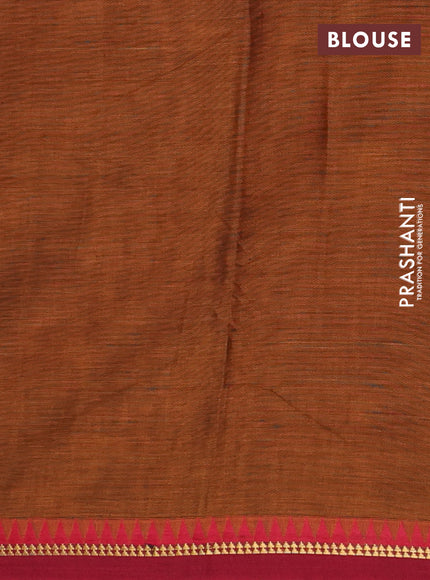 Narayanpet cotton saree dark mustard and maroon with plain body and simple border